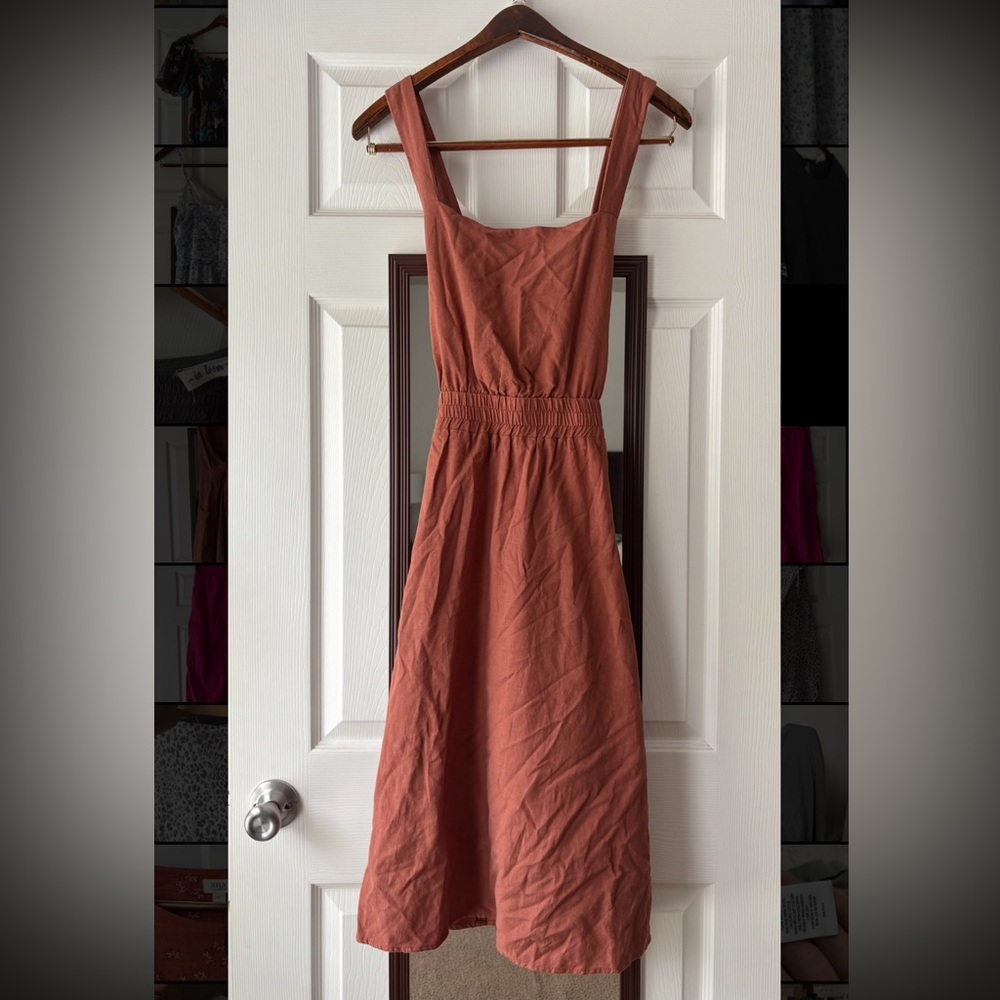 Main Street Exchange:Rust Midi overall Dress